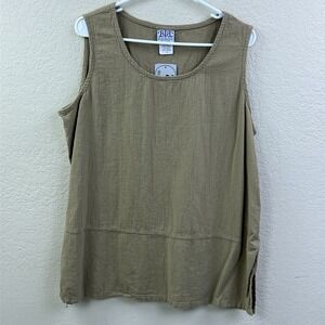 NEW‎ Better Than Basic BTB Top Women's 1X Beige Gauze Tank Sleeveless Scoop Neck